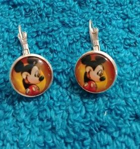 Mickey Mouse Clip On Earrings Silver Plated